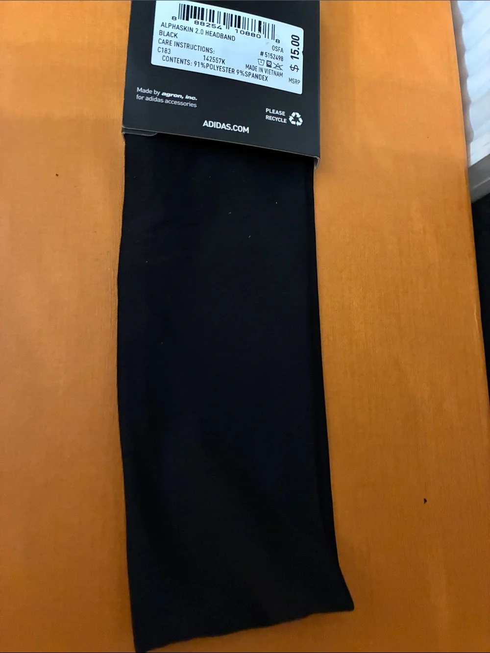 adidas Black Headband with White Logo
